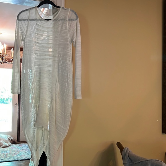 Asymmetrical sheer gauzy dress or liner with some front ruche - Picture 1 of 4
